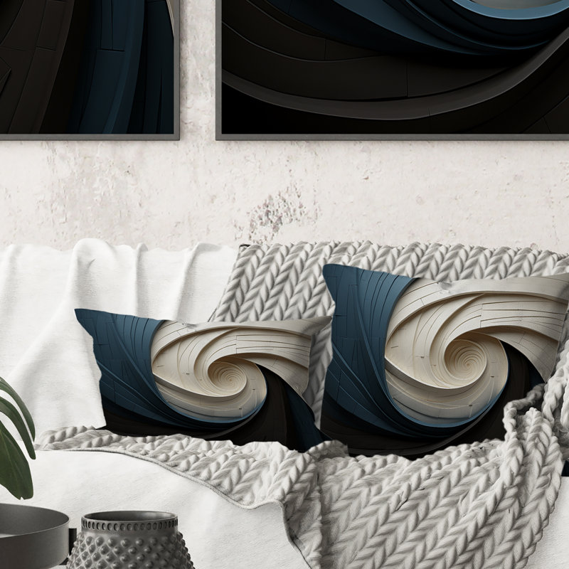 Geometric Spiral I - Abstract Spirals Printed Throw Pillow