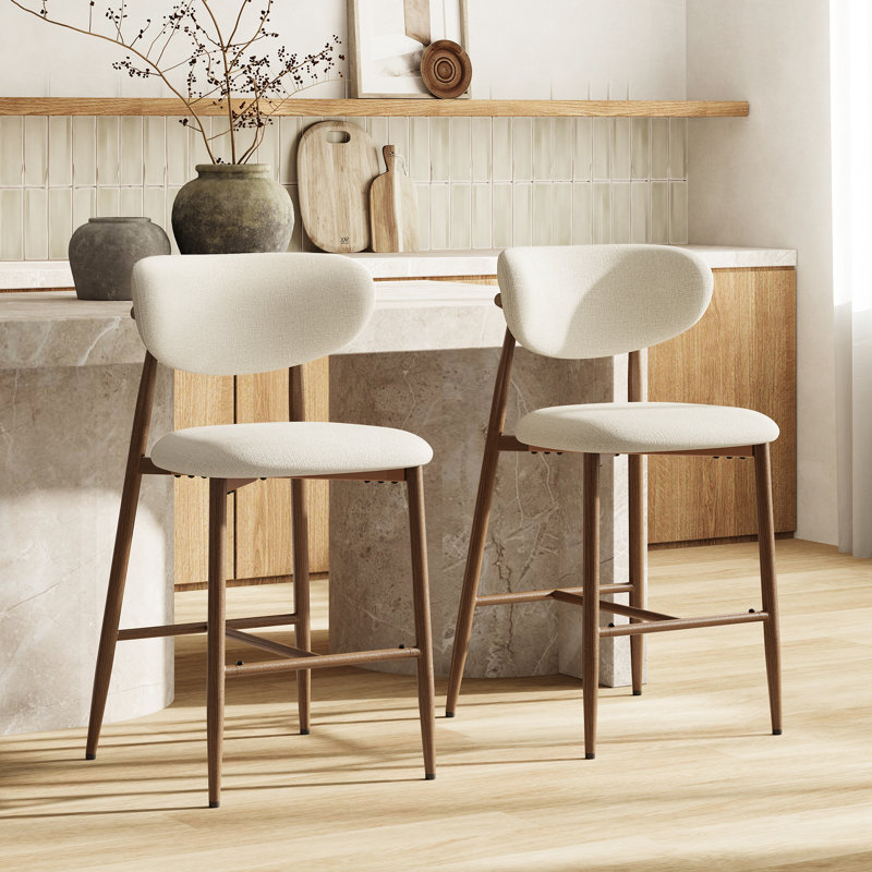 Tabouret de comptoir rembourré Westhampton, Beige, 2