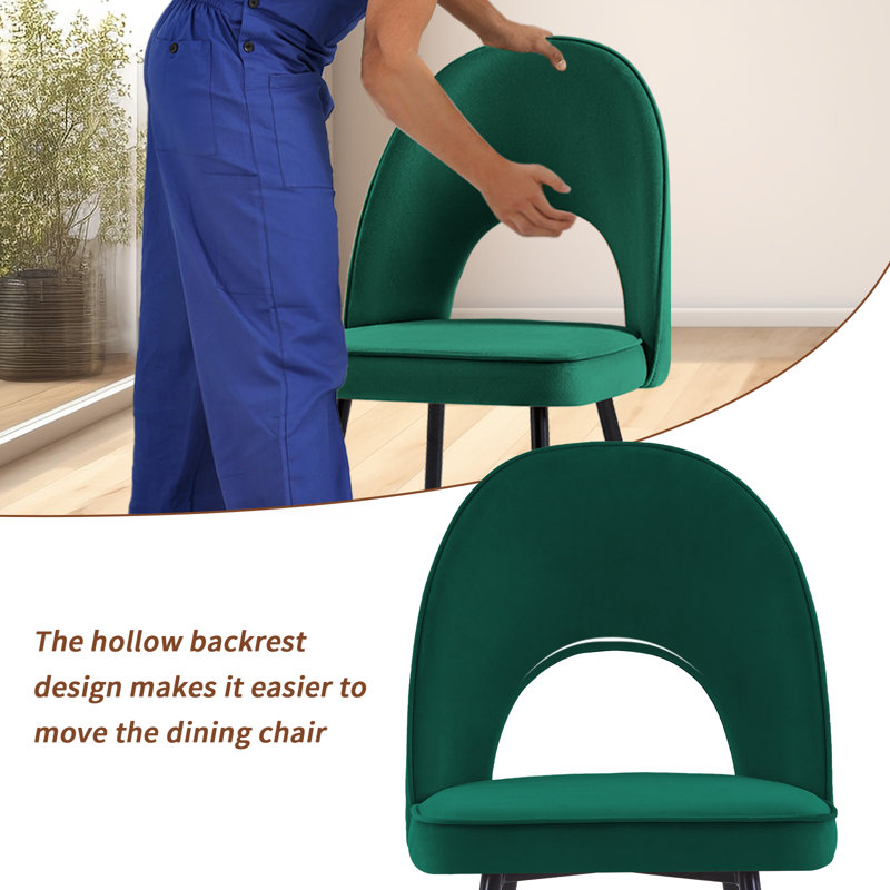 Zackery Velvet Upholstered Dining Chair Parsons, Green, 2