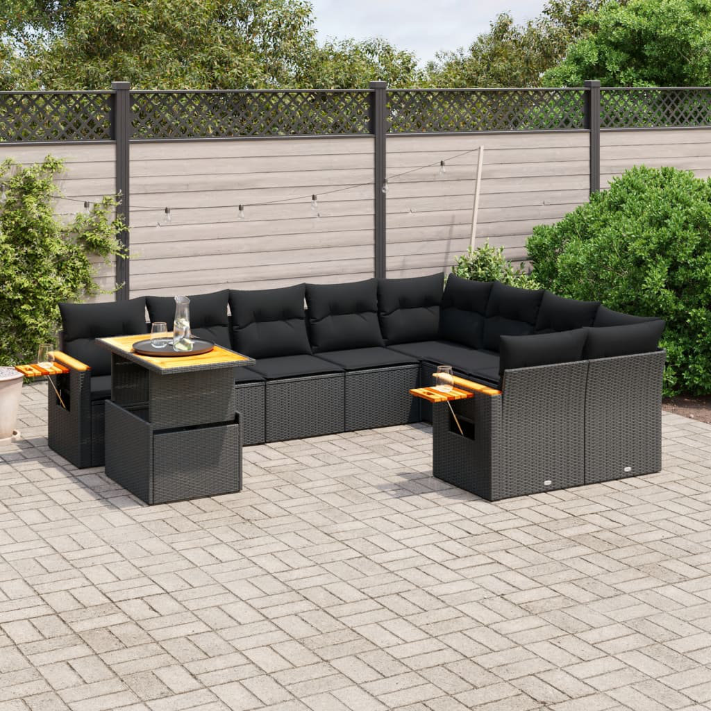 10-Sitzer Lounge-Set aus Polyrattan mit Polster