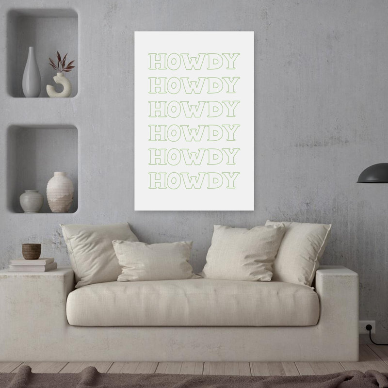 Sage Green Howdy Bold Contemporary Minimalist Coastal Wall Art Print, 91.44cm H x 60.96cm W