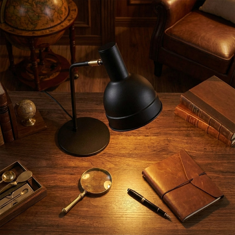 Lampe de table colonne en métal 30 po Aurelius, Black, Noir