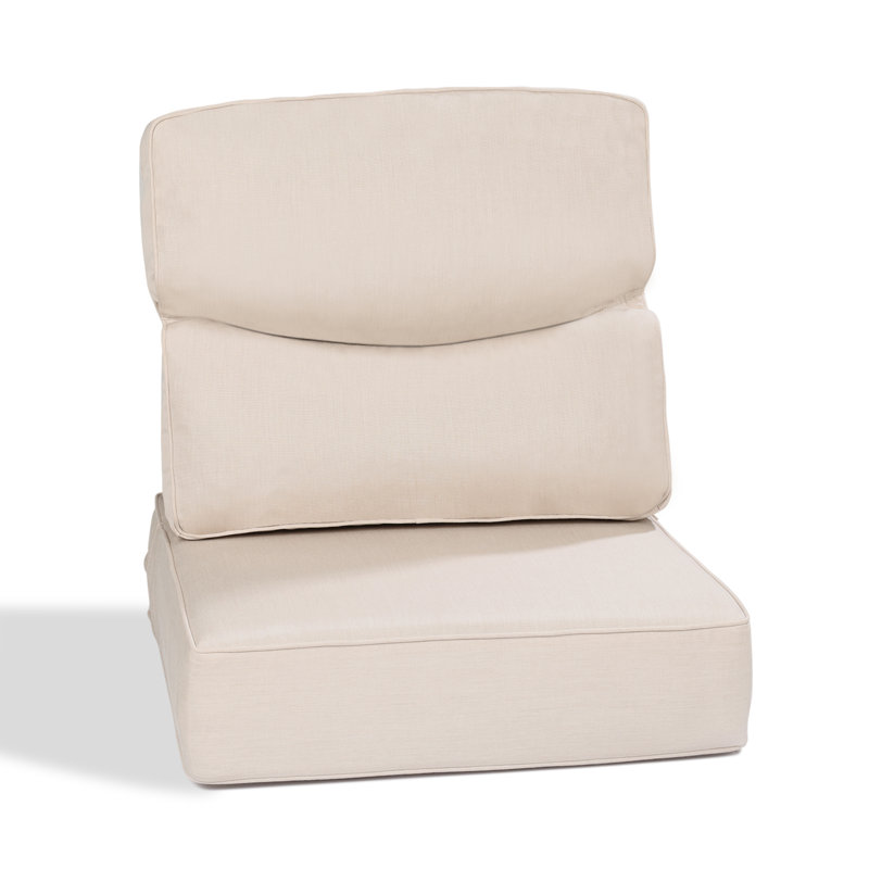Aoodor Smile Outdoor Chair Cushions Set, Sunbrella Fabric High Back and Deep Seating Outdoor Cushion, Canvas Flax