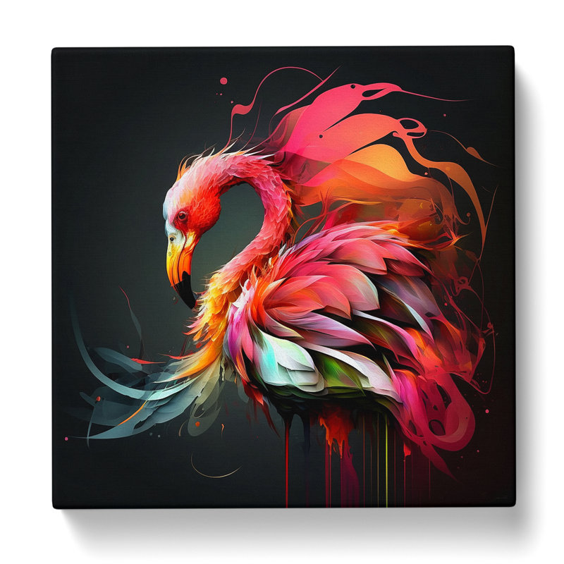 Flamingo Abstract Art No.1 - Wrapped Canvas, 35cm H x 35cm W x 3cm D