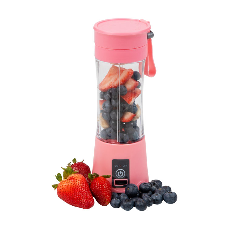 Personal Blender, Portable Travel Mini Ice Mixer Electric Smoothie Blender  Juicer Cup Maker, with 6 Blades, Pink