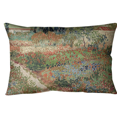 Bluhender Garten Mit Pfad Lumbar Pillow