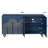 Modern Fluted Sideboard Buffet With Storage, Curve Element With Strict Lines, 4 Doors Storage Cabinet With Adjustable Shelves For Kitchen, Dining Room, Living Room (Navy Blue)