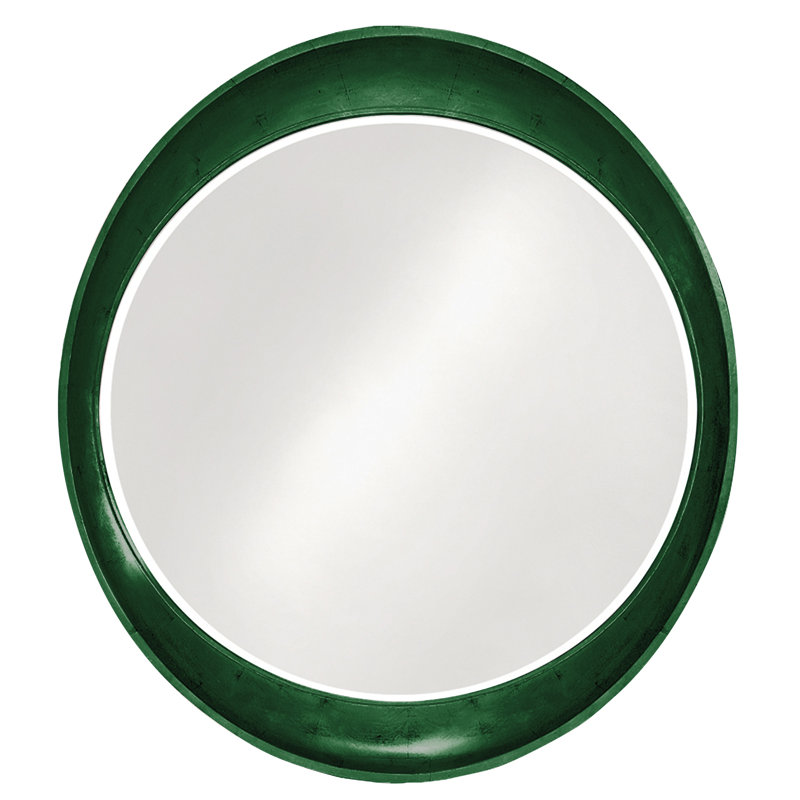 Contemporary Oval Framed Wall Mirror, Hunter Green