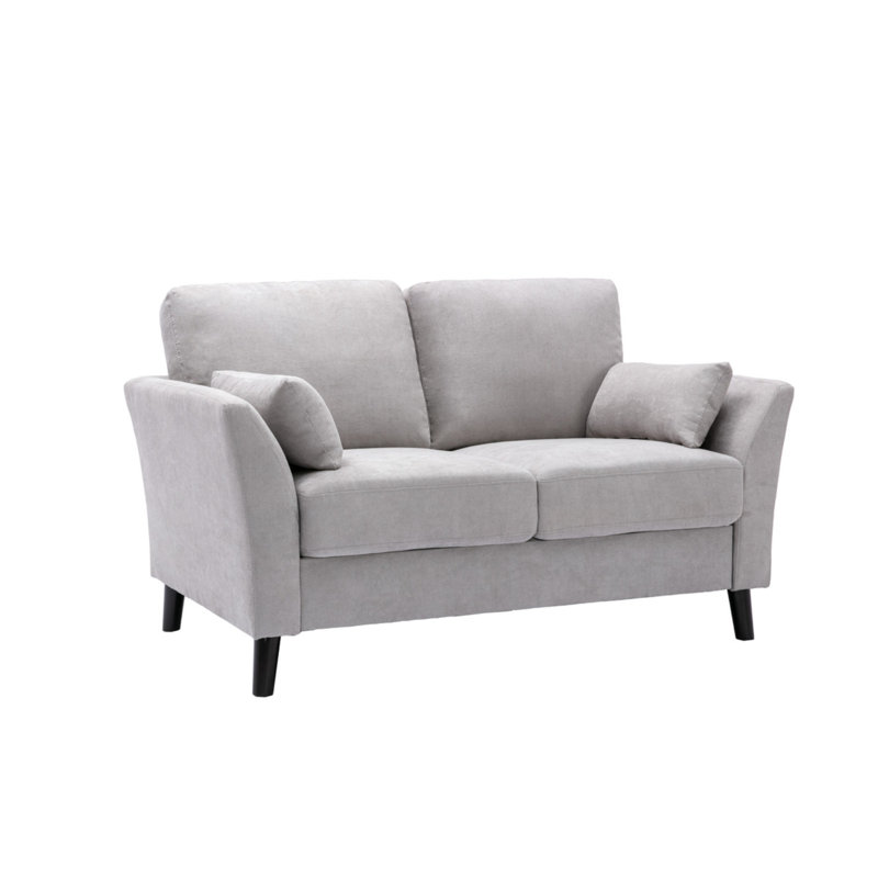 Keesha 57"W Light Grey Woven Fabric Loveseat, Light Gray