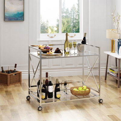 Chariot de cuisine, chariot de bar avec tablette de rangement ouverte pour la cuisine