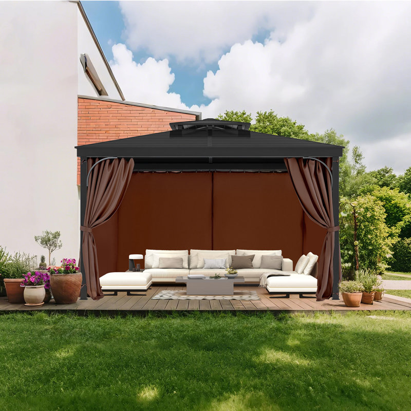 Rideau imperméable Gazebo 10 pi x 10 pi x 6,9 pi, L 83 po x L 112 po, Café