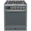 Cuisinière à double combustible 30 pouces ILVE Majestic II, 5 brûleurs en laiton, 4 cu. Capacité du four (porte pleine)-64707802-64707822