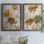 Or et argent Flowerfield I - ensemble de 2 peintures sur toile encadrées-1822273993-1822273994