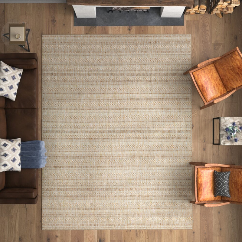 Wade Logan® Carllene Bellino Striped Tan Indoor/Outdoor Area Rug ...