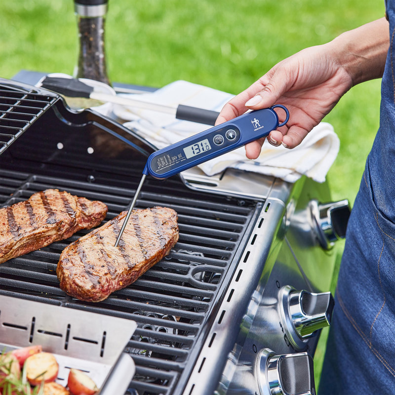 Henckels Blue Digital BBQ Meat Thermometer with Foldable Probe