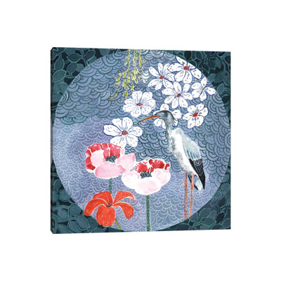 Floral Stork by Miri Eshet - Painting on Canvas