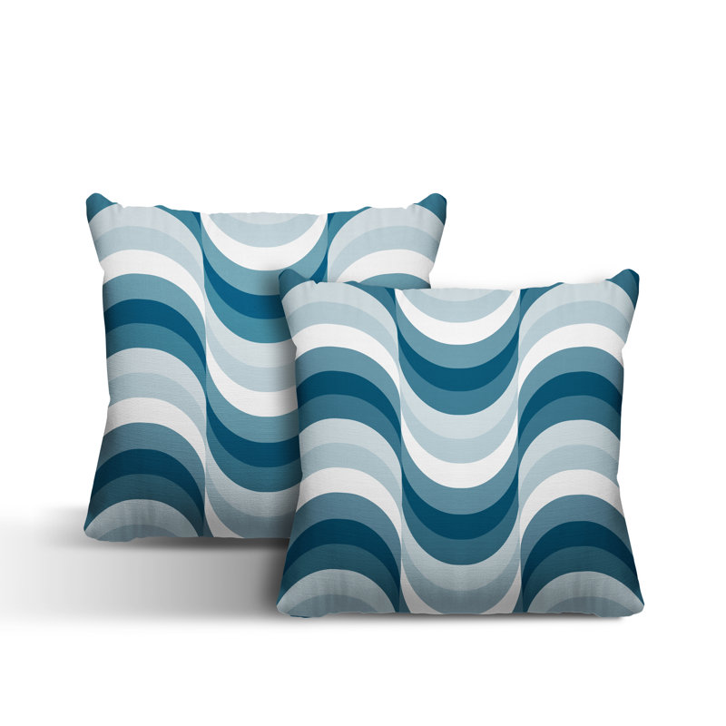 Coussin décoratif carré intérieur / extérieur Slivno, L 15 po x H 15 po, Turquoise