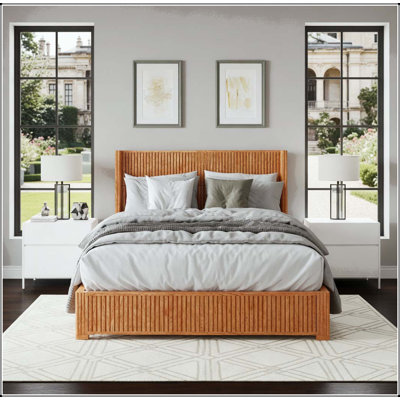 Solid Wood Platform Bed with Headboard