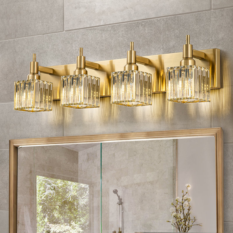 Éclairage pour meuble-lavabo à intensité variable Taevion, 4 lumières, Doré