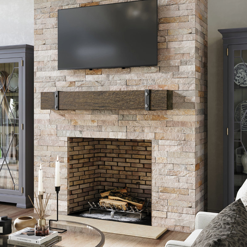 Thermastone Concrete Fireplace Mantel Shelf | Banded Style, 72"