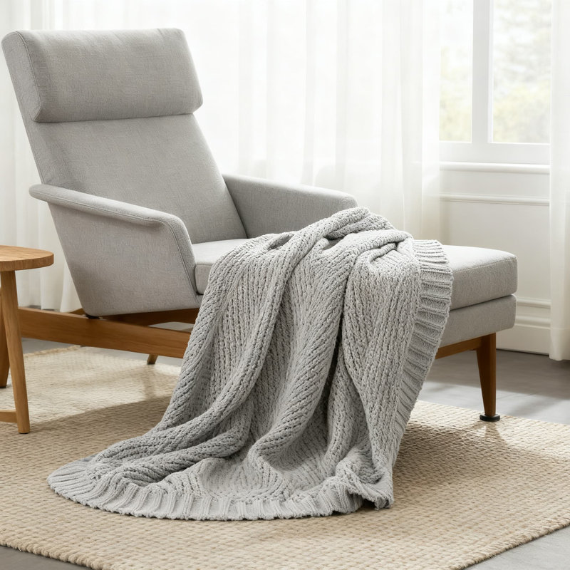 Jeté Chenille, Gris