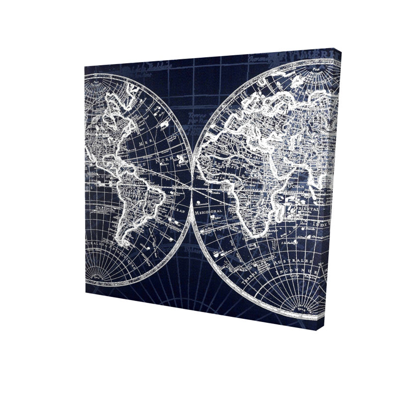 Carte du monde sur toile | Décoration de chambre à coucher vue par satellite