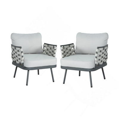 Ensemble de 2 fauteuils club en acier, gris