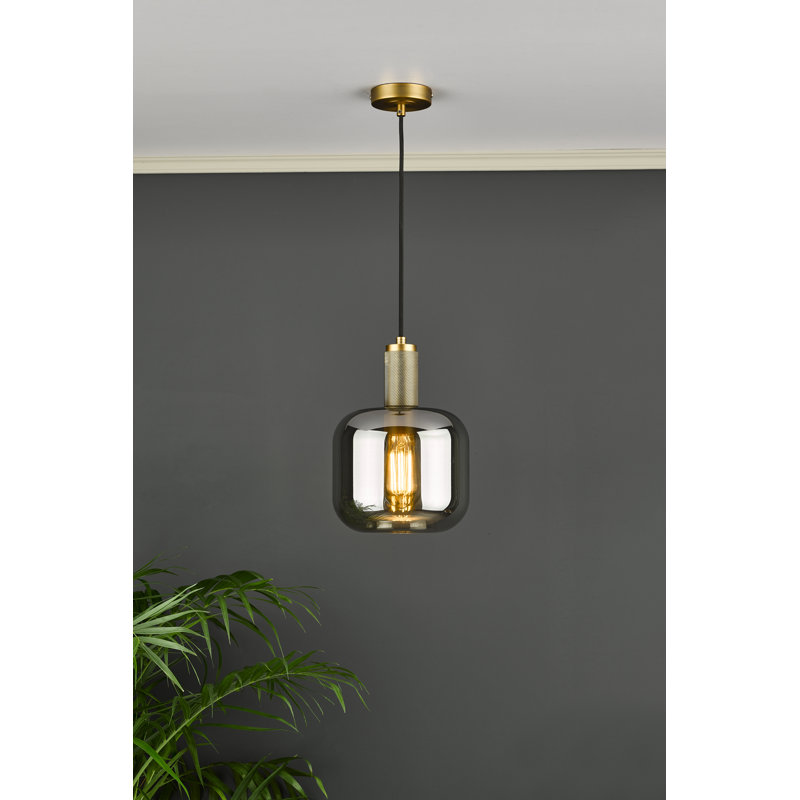 Nikolas 1LT SUSPENSION KNURLED CW SMOKED GLASS, Antique Chrome