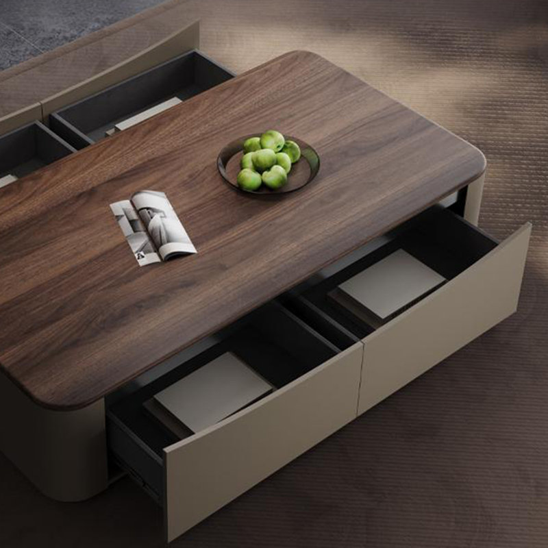 Solid Wood Coffee Table with Stainless Steel Base, 15.74" H x 55.11" L x 27.55" W