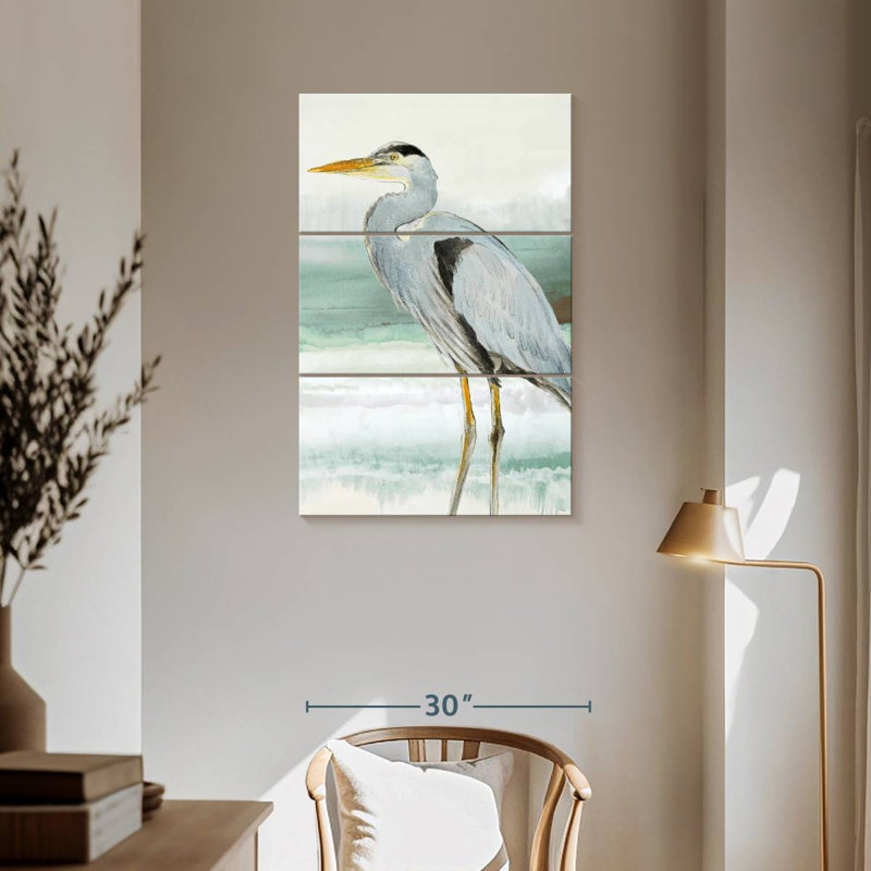Brampt Heron On Seaglass I, 57" H x 36" W