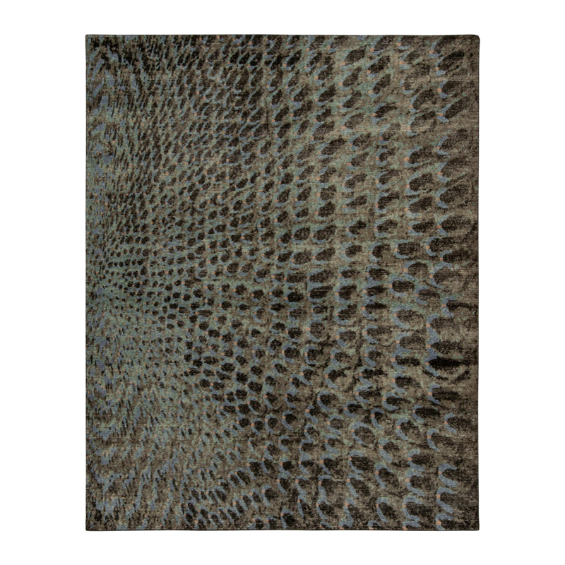 Distressed Homage Hand Knotted Wool Geometric Area Rug, Rectangle 12' x 18'