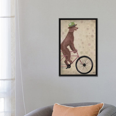 Impression sur toile tendue Fab Funky «Poodle on Bicycle»