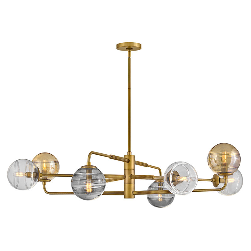 Lustre linéaire moderne Spoutnik 8 lumières Oberon, Laiton héritage