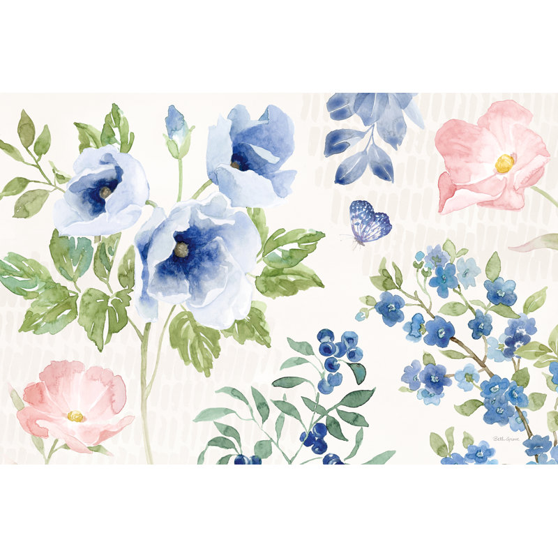 Indigo Petals I by Beth Grove - Wrapped Canvas Painting, 30cm H x 46cm W x 3.8cm D