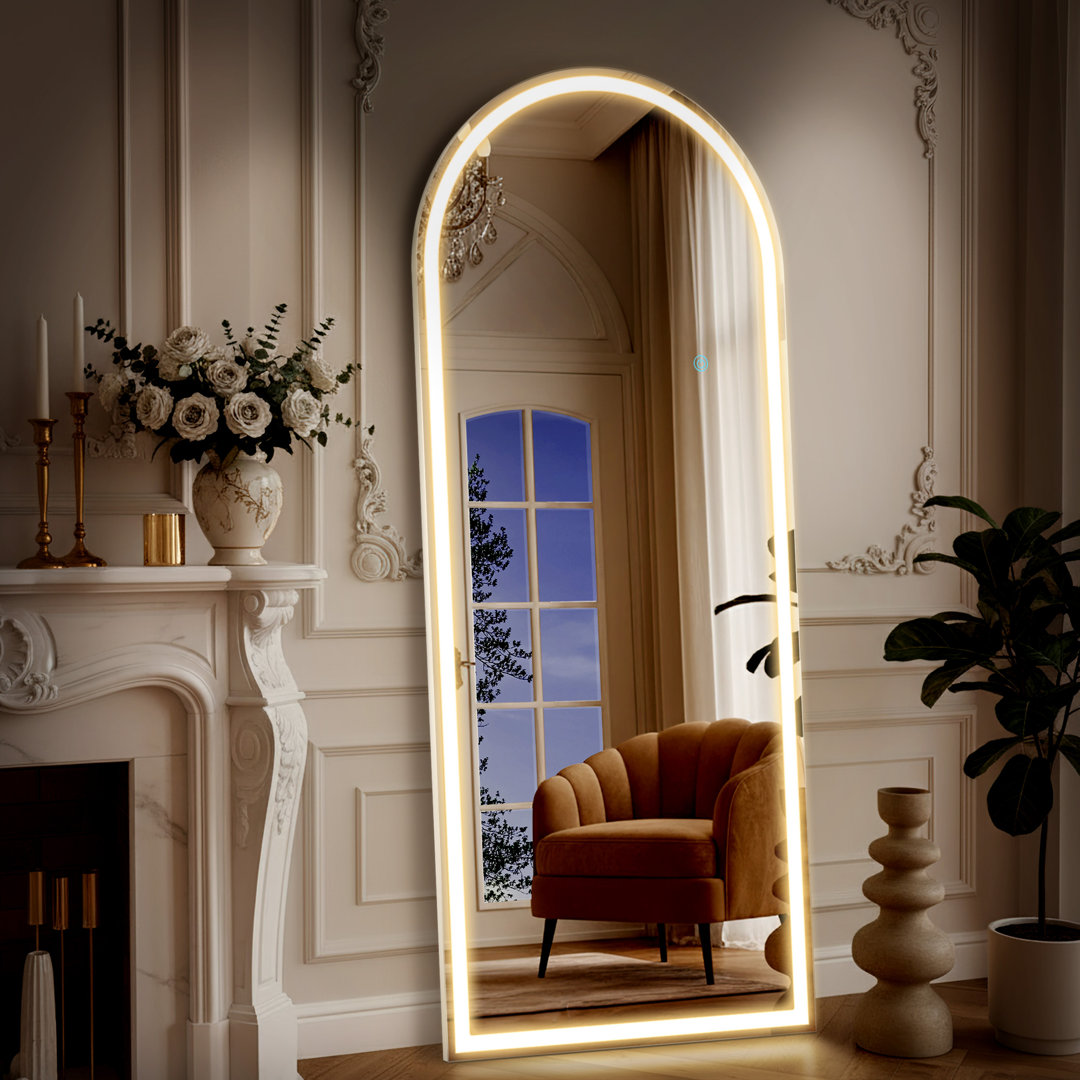 Led Full Body Mirror Arched Wall Mounted Free Standing Leaning Wrought Studio™ 