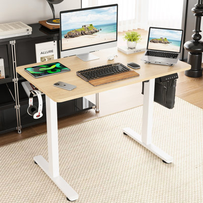 Bureau électrique debout à hauteur ajustable pour un espace de travail de bureau à domicile, 40 X 24 pouces, panneau d'épissure, cadre stable, contrôle multifonctionnel, changements de posture fréquents, mémoire de carbone 4
