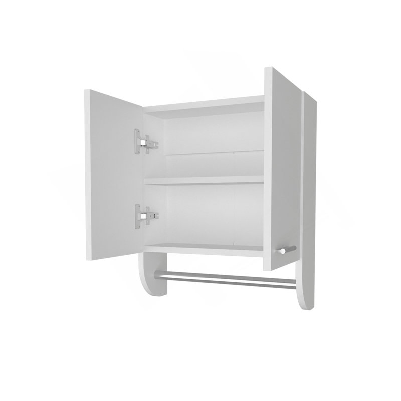 Armoire à pharmacie en mélamine avec porte-serviettes Goodyear, blanc, Blanc
