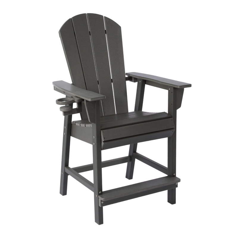 Chaise de comptoir Adirondack avec porte-gobelet, Gray, 24.25"