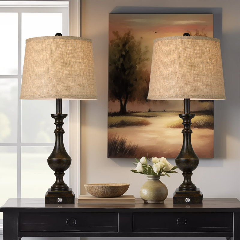Dasteel 27.5" Touch Dimmable, Candlestick Table Lamps, Dark Bronze