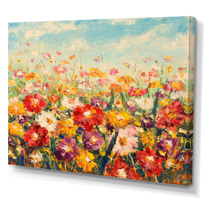 «Fields Of Vibrant Spring Flowers», reproduction sur toile flottante, H 8 po x l 12 po x P 1 po, Toile tendue