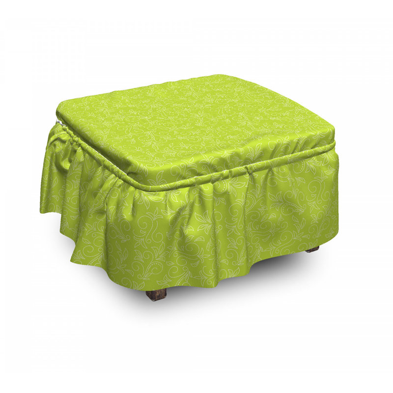 Ensemble de housse pour repose-pieds à coussins carrés 2 pièces leaf doodle