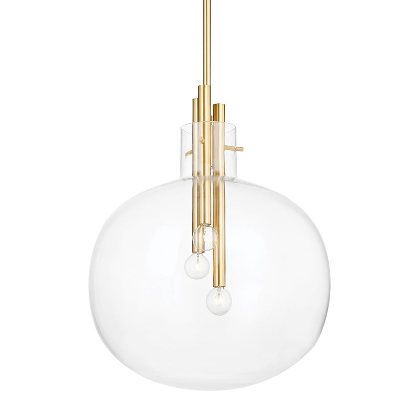 Hempstead Large 3 - Light Pendant, Aged Brass, 22.5" H x 18.25" W x 18.25" D