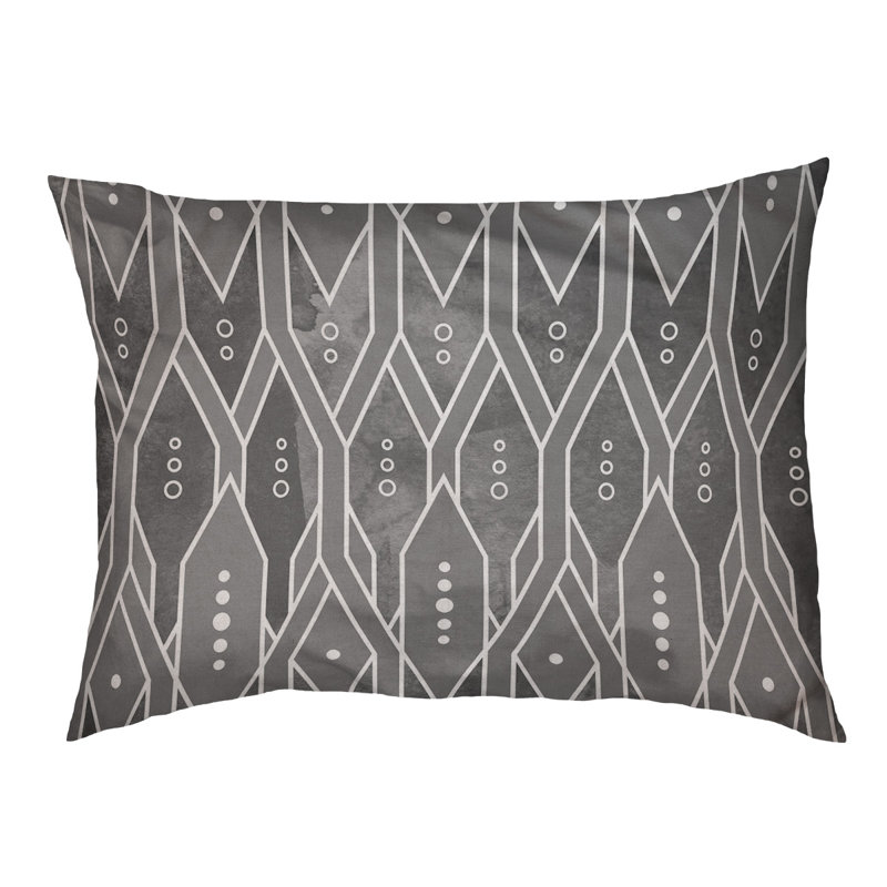 Coussin de lit pour chien à motif treillis Byrge, Moyen (H 6,5 po x l 40 po x P 30 po), Gris, Molleton corail