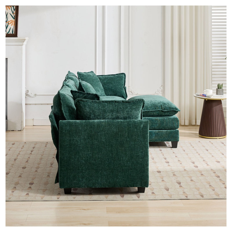 Collection d'accoudoirs modernes en chenille vert pour canapé modulaire Cloud
