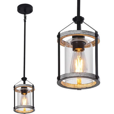 Luminaire suspendu pour îlot de cuisine à 1 lumière DEL noir mat Zadian