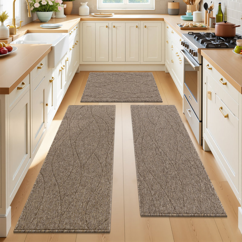 Kitchen Rugs Set, Brown