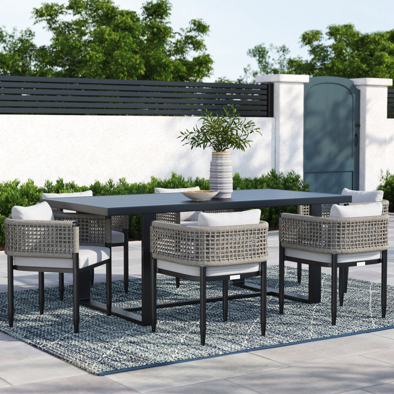 Scotia 79'' Rectangular Outdoor Dining Set with Cushions, 6