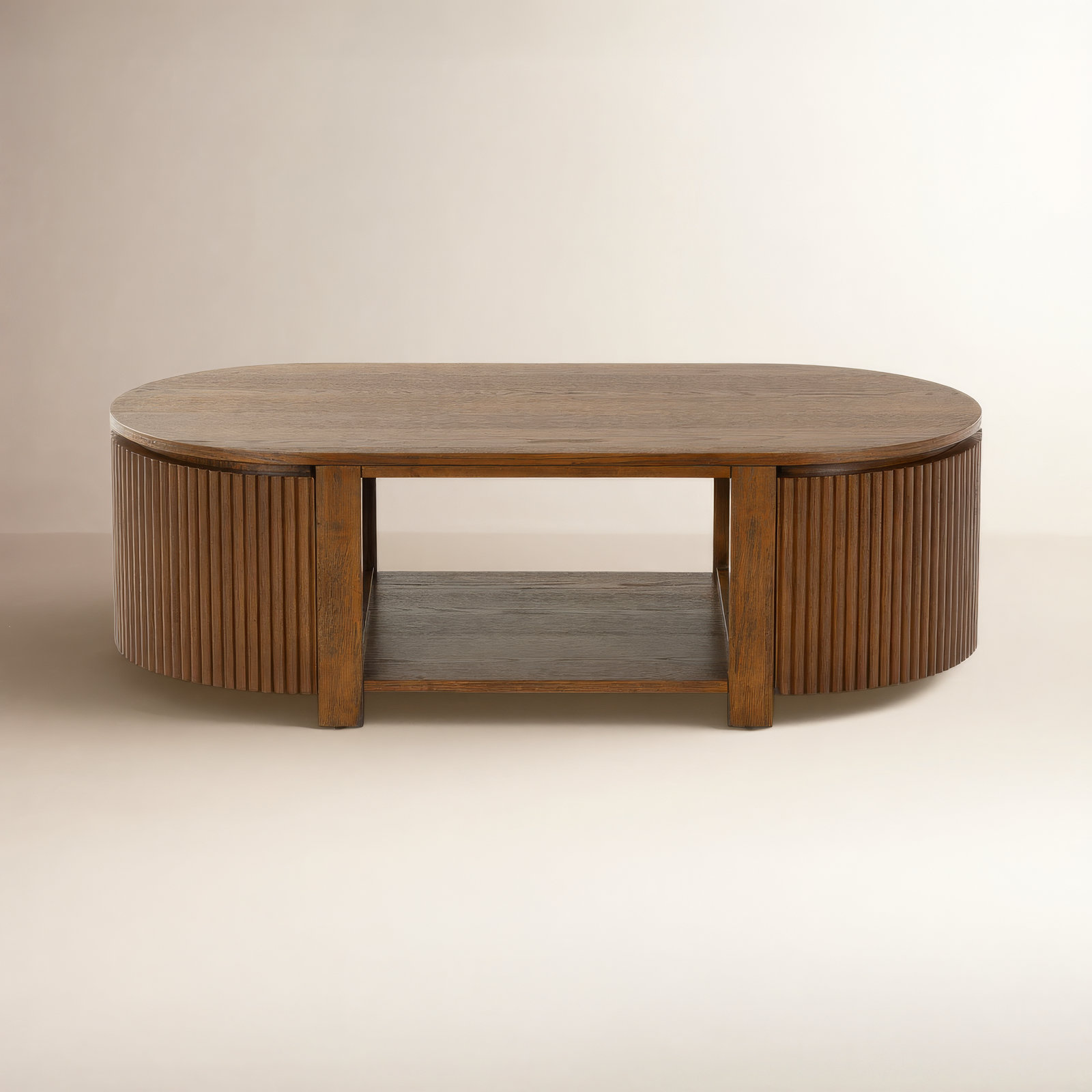 Christy 25" Oval Coffee Table, Medium Oak
