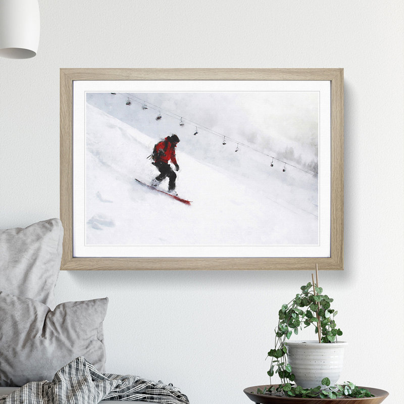 Snowboarding - Picture Frame Graphic Art, 27cm H x 36cm W x 2cm D, Oak Framed