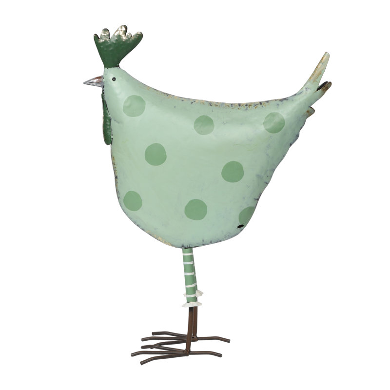 21"H Metal Polka Dot Standing Hen Decor Animal Statue
